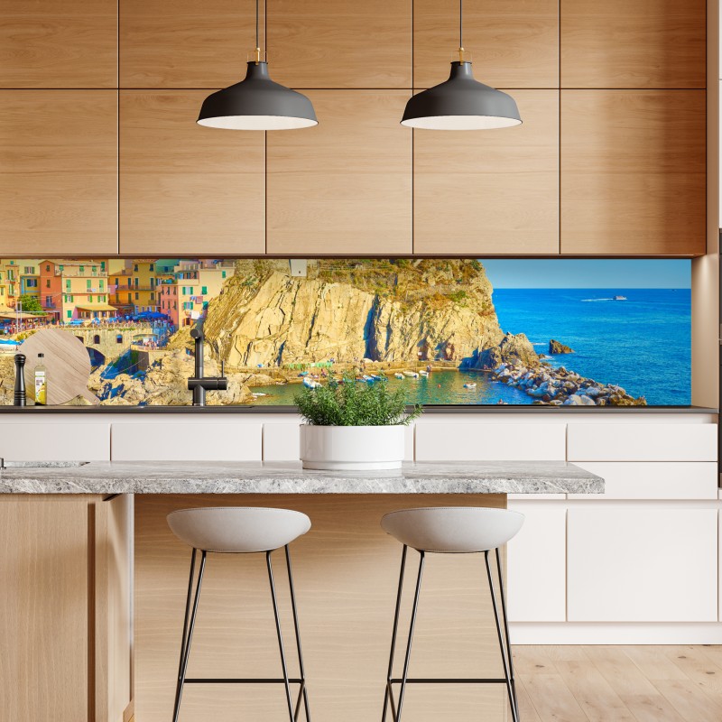 Naklejka repozycjonowalna kolorowa wioska nadmorska Cinque Terre – Wallissimo® Naklejka repozycjonowalna kolorowa wioska nadmorska Cinque Terre – Wallissimo®