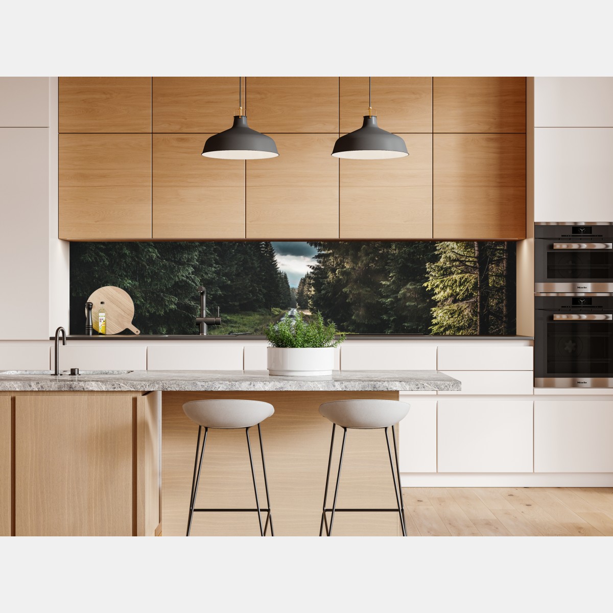 Naklejka repozycjonowalna leśna droga wśród sosen – Wallissimo® Naklejka repozycjonowalna leśna droga wśród sosen – Wallissimo®