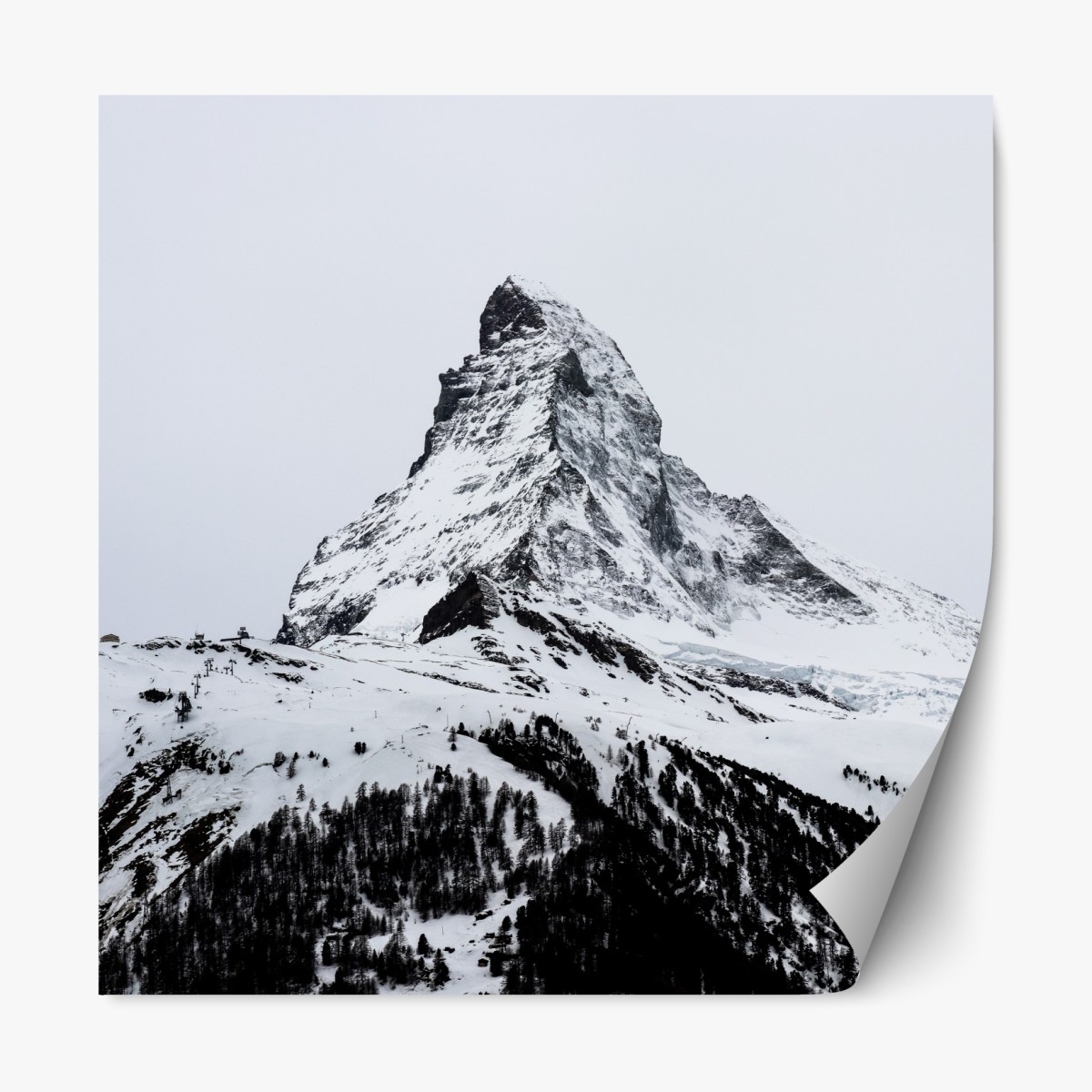 Repositionable sticker solitary snow-covered mountain peak