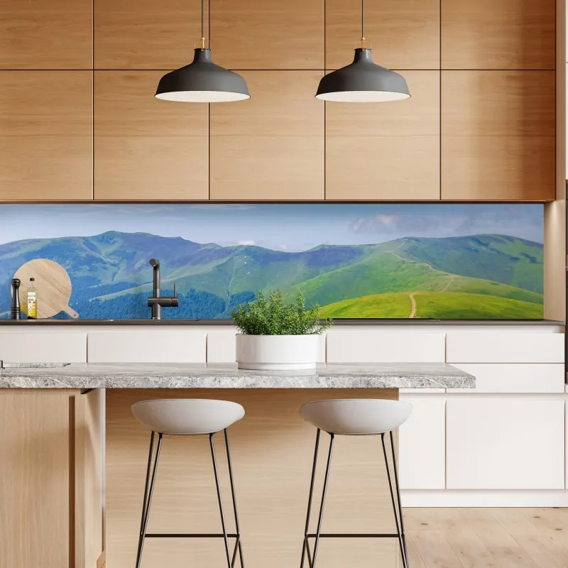 Naklejka repozycjonowalna słoneczny drewniany most nad spokojnym jeziorem – Wallissimo®