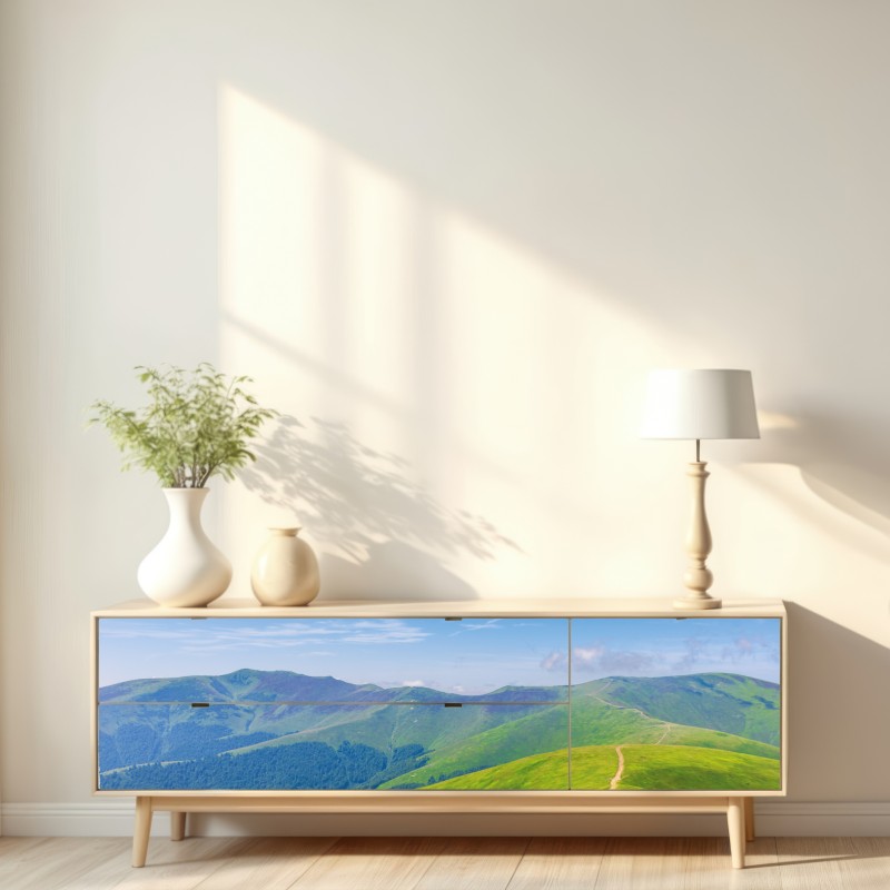 Naklejka repozycjonowalna słoneczna łąka Borżawa, Zakarpacie, Ukraina – Wallissimo® Naklejka repozycjonowalna słoneczna łąka Borżawa, Zakarpacie, Ukraina – Wallissimo®