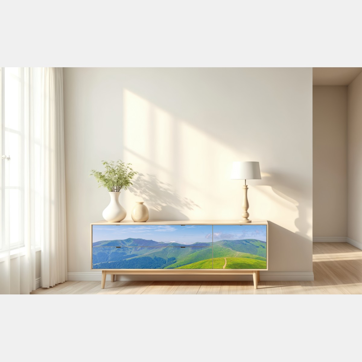 Naklejka repozycjonowalna słoneczna łąka Borżawa, Zakarpacie, Ukraina – Wallissimo® Naklejka repozycjonowalna słoneczna łąka Borżawa, Zakarpacie, Ukraina – Wallissimo®