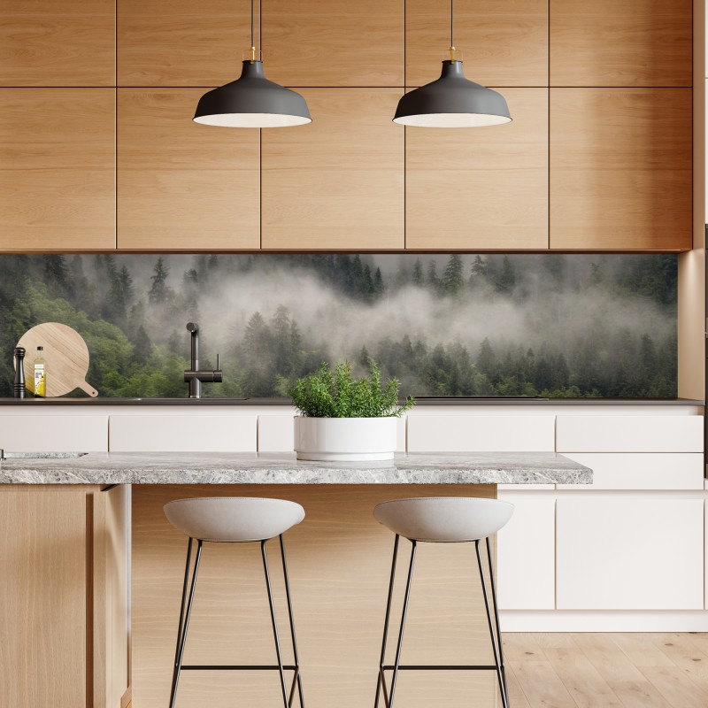 Naklejka repozycjonowalna mglisty las nad wybrzeżem, Kolumbia Brytyjska – Wallissimo® Naklejka repozycjonowalna mglisty las nad wybrzeżem, Kolumbia Brytyjska – Wallissimo®