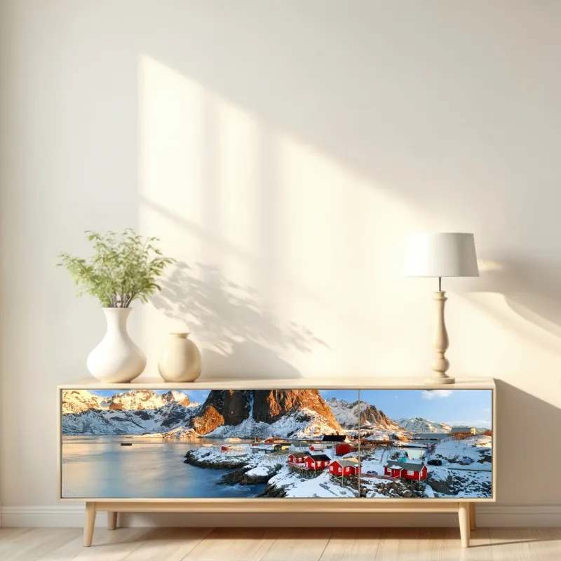 Naklejka repozycjonowalna pawie i czaple w kwiatowej scenie – Wallissimo®