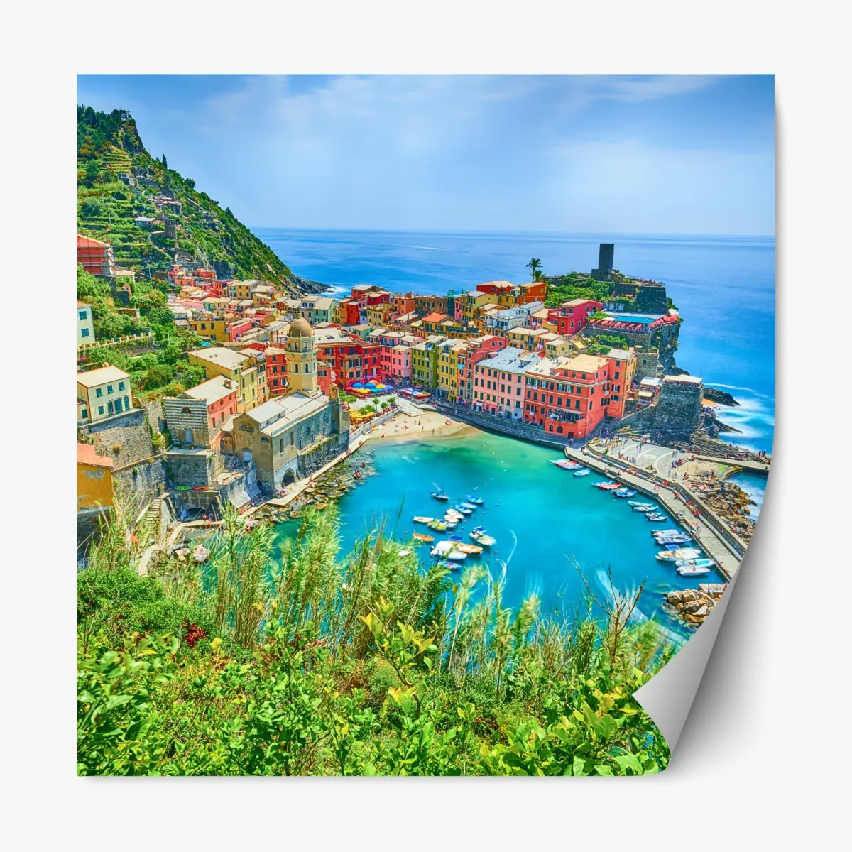 Naklejka repozycjonowalna Vernazza kolorowa wioska nadmorska, Włochy – Wallissimo® Naklejka repozycjonowalna Vernazza kolorowa wioska nadmorska, Włochy – Wallissimo®