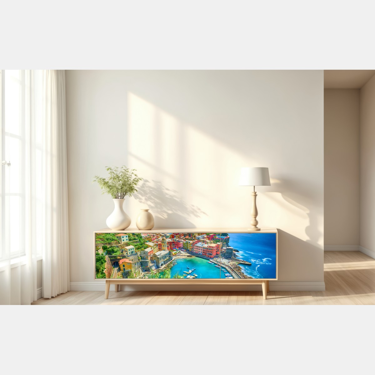 Naklejka repozycjonowalna Vernazza kolorowa wioska nadmorska, Włochy – Wallissimo® Naklejka repozycjonowalna Vernazza kolorowa wioska nadmorska, Włochy – Wallissimo®