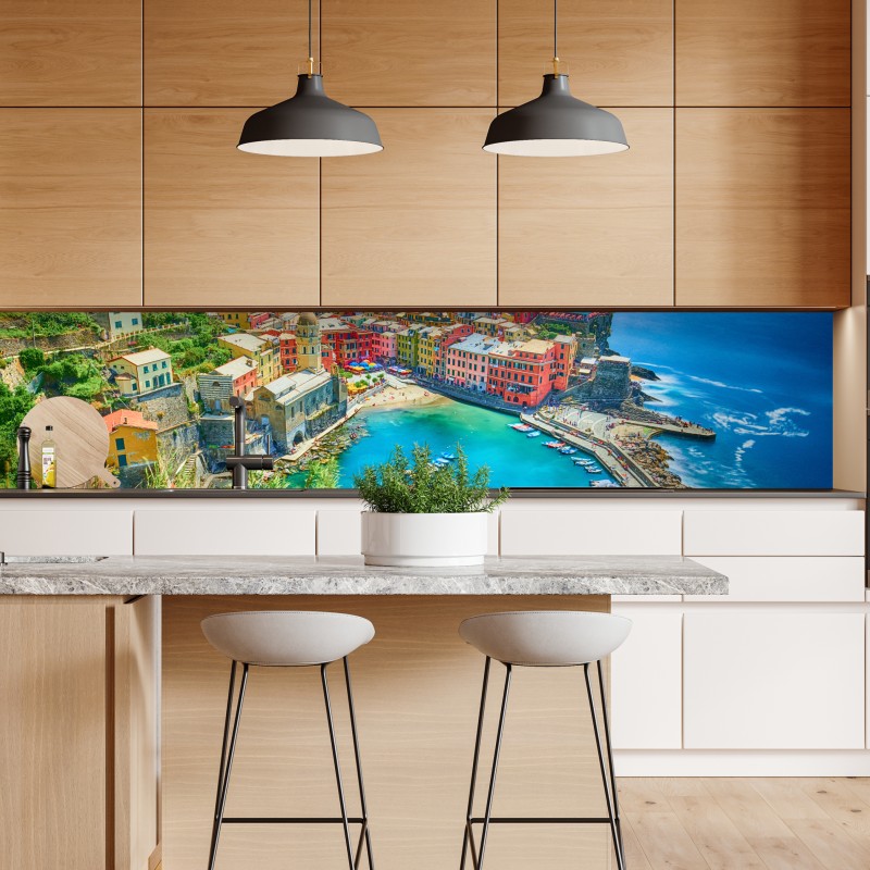 Naklejka repozycjonowalna Vernazza kolorowa wioska nadmorska, Włochy – Wallissimo® Naklejka repozycjonowalna Vernazza kolorowa wioska nadmorska, Włochy – Wallissimo®