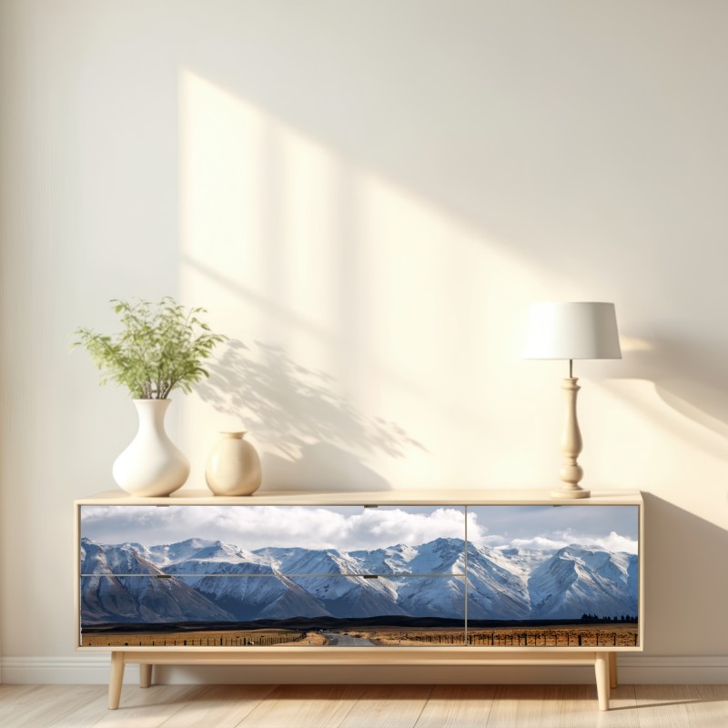 Naklejka repozycjonowalna droga prowadząca do ośnieżonych gór, Nowa Zelandia – Wallissimo® Naklejka repozycjonowalna droga prowadząca do ośnieżonych gór, Nowa Zelandia – Wallissimo®