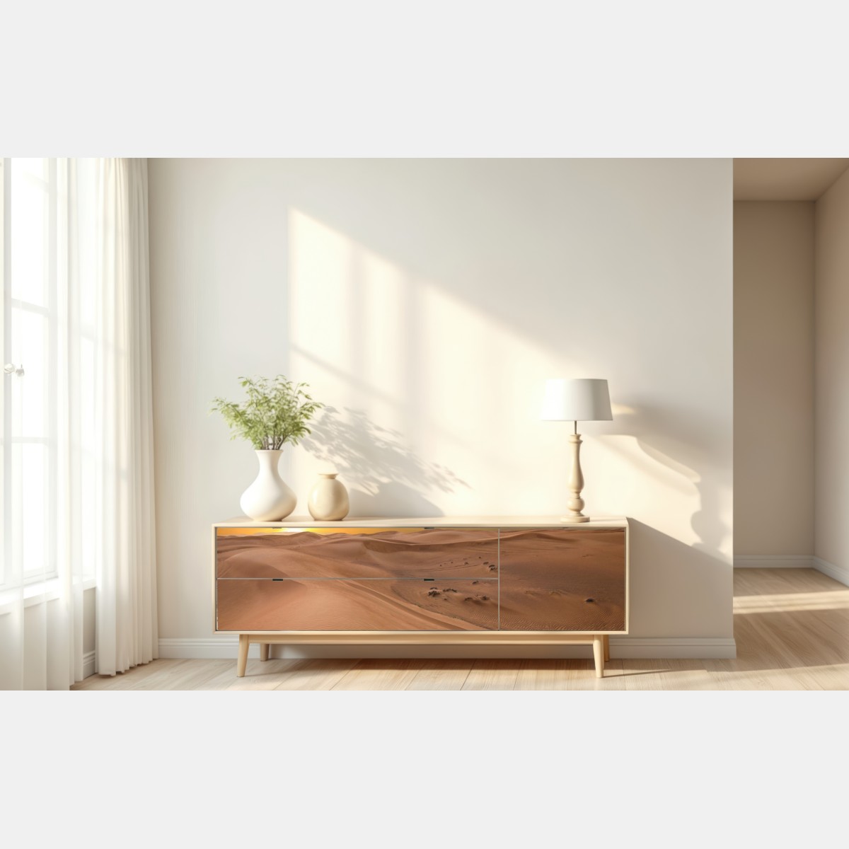 Naklejka repozycjonowalna zachód słońca nad pustynią ZEA – Wallissimo® Naklejka repozycjonowalna zachód słońca nad pustynią ZEA – Wallissimo®