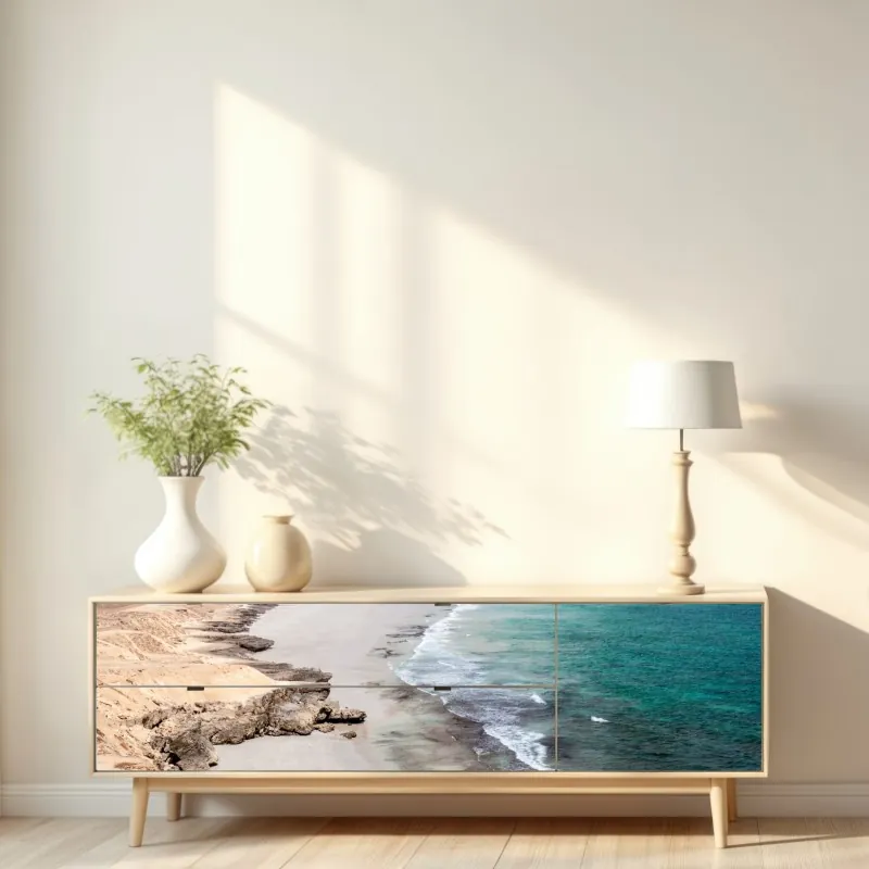 Naklejka repozycjonowalna widok z lotu ptaka na zatokę Port de Sóller – Wallissimo®