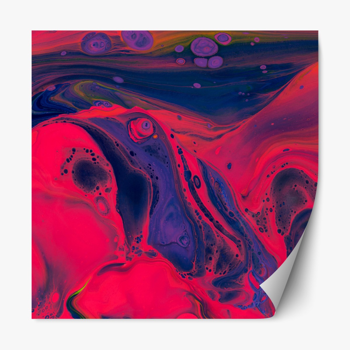Repositionable sticker vibrant pink abstract fluid art