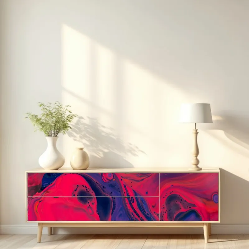 Naklejka repozycjonowalna żywa różowa abstrakcja płynna – Wallissimo® Naklejka repozycjonowalna żywa różowa abstrakcja płynna – Wallissimo®