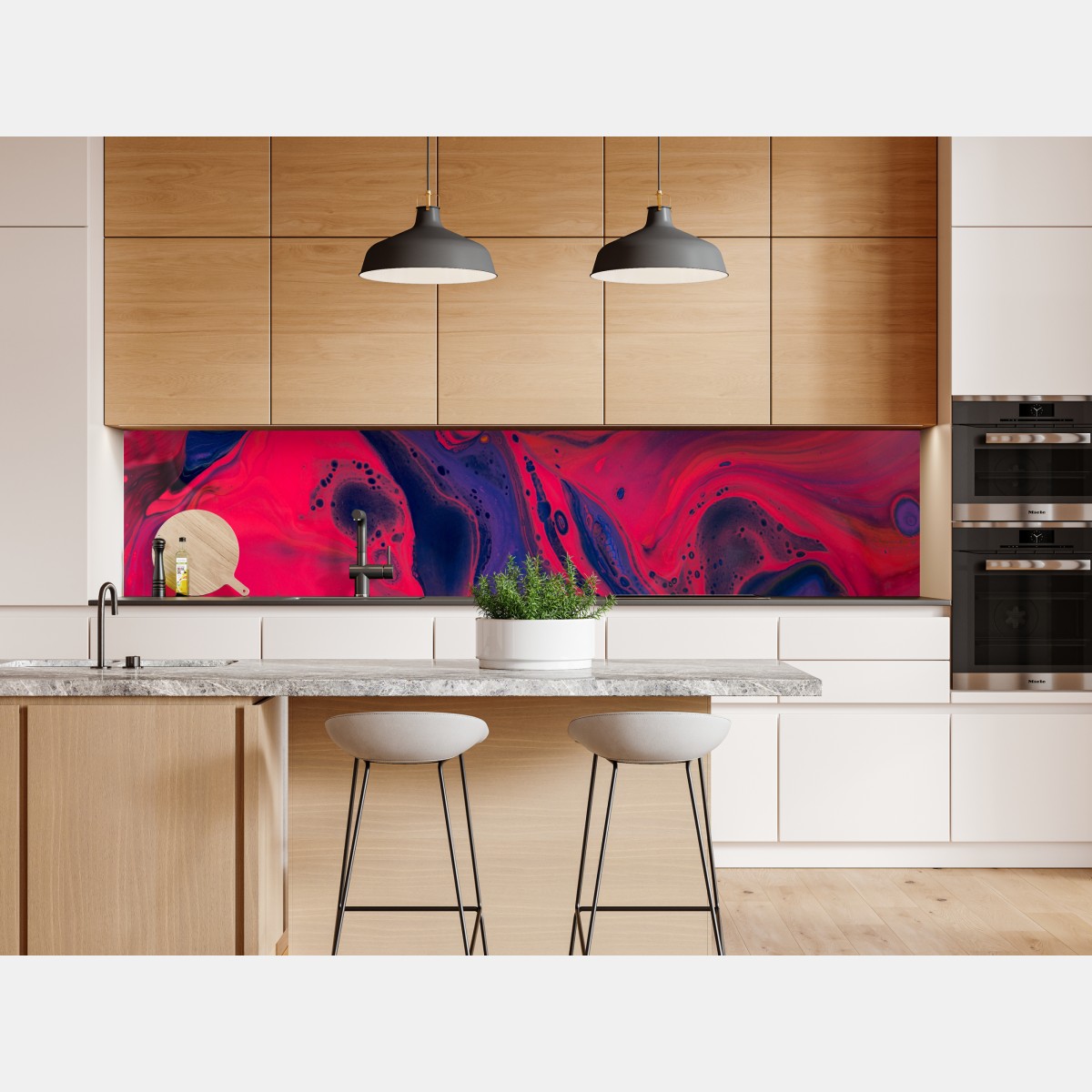 Naklejka repozycjonowalna żywa różowa abstrakcja płynna – Wallissimo® Naklejka repozycjonowalna żywa różowa abstrakcja płynna – Wallissimo®