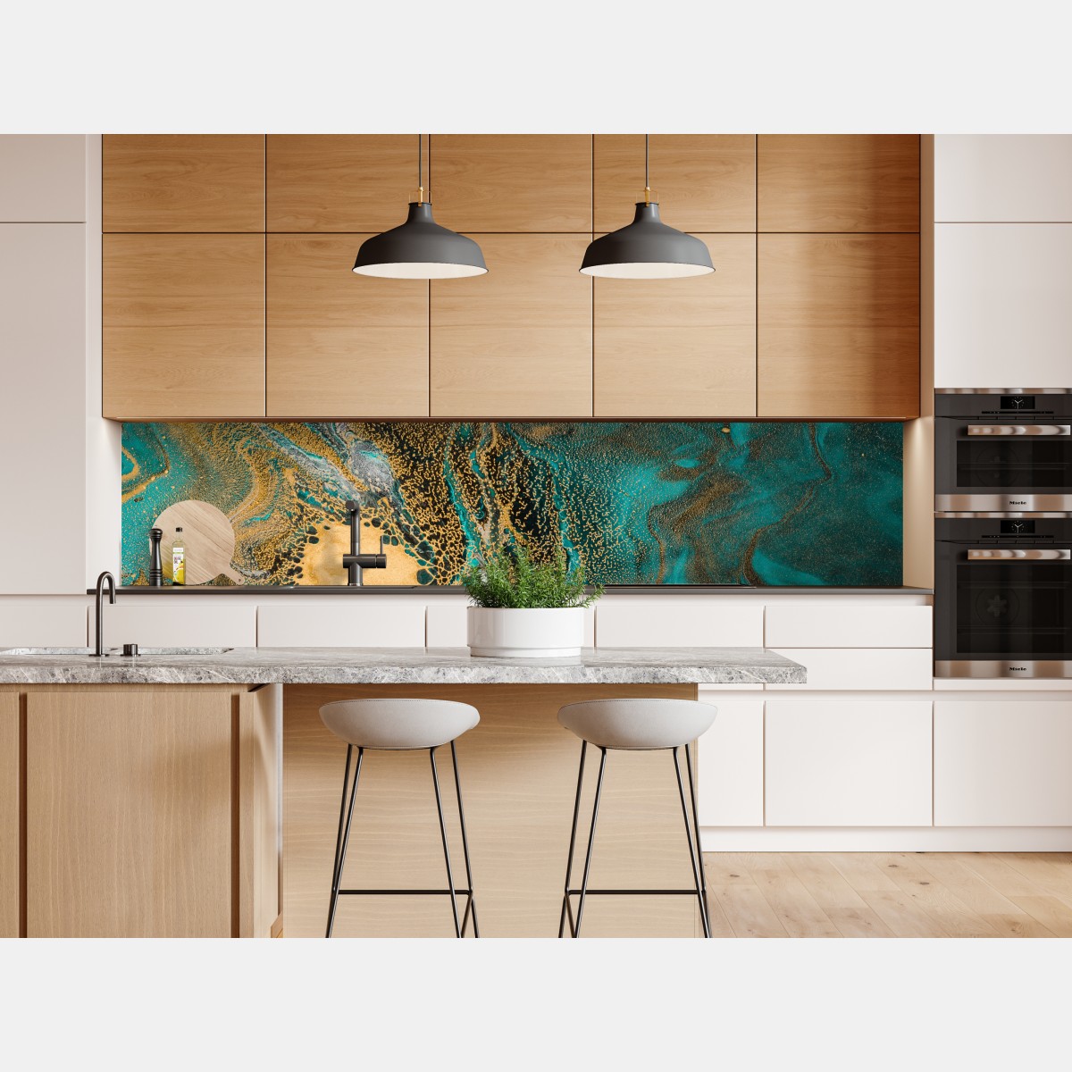 Naklejka repozycjonowalna turkusowy i złoty płynny wir abstrakcji – Wallissimo® Naklejka repozycjonowalna turkusowy i złoty płynny wir abstrakcji – Wallissimo®