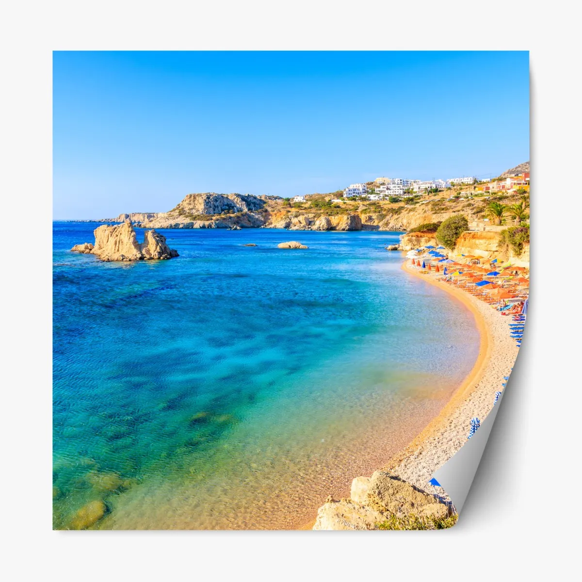 Naklejka repozycjonowalna plaża Ammopi, Karpathos błękitna zatoka – Wallissimo® Naklejka repozycjonowalna plaża Ammopi, Karpathos błękitna zatoka – Wallissimo®