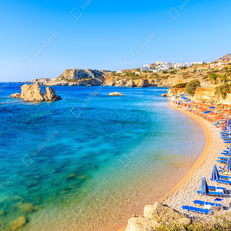 Naklejka repozycjonowalna plaża Ammopi, Karpathos błękitna zatoka – Wallissimo® Naklejka repozycjonowalna plaża Ammopi, Karpathos błękitna zatoka – Wallissimo®