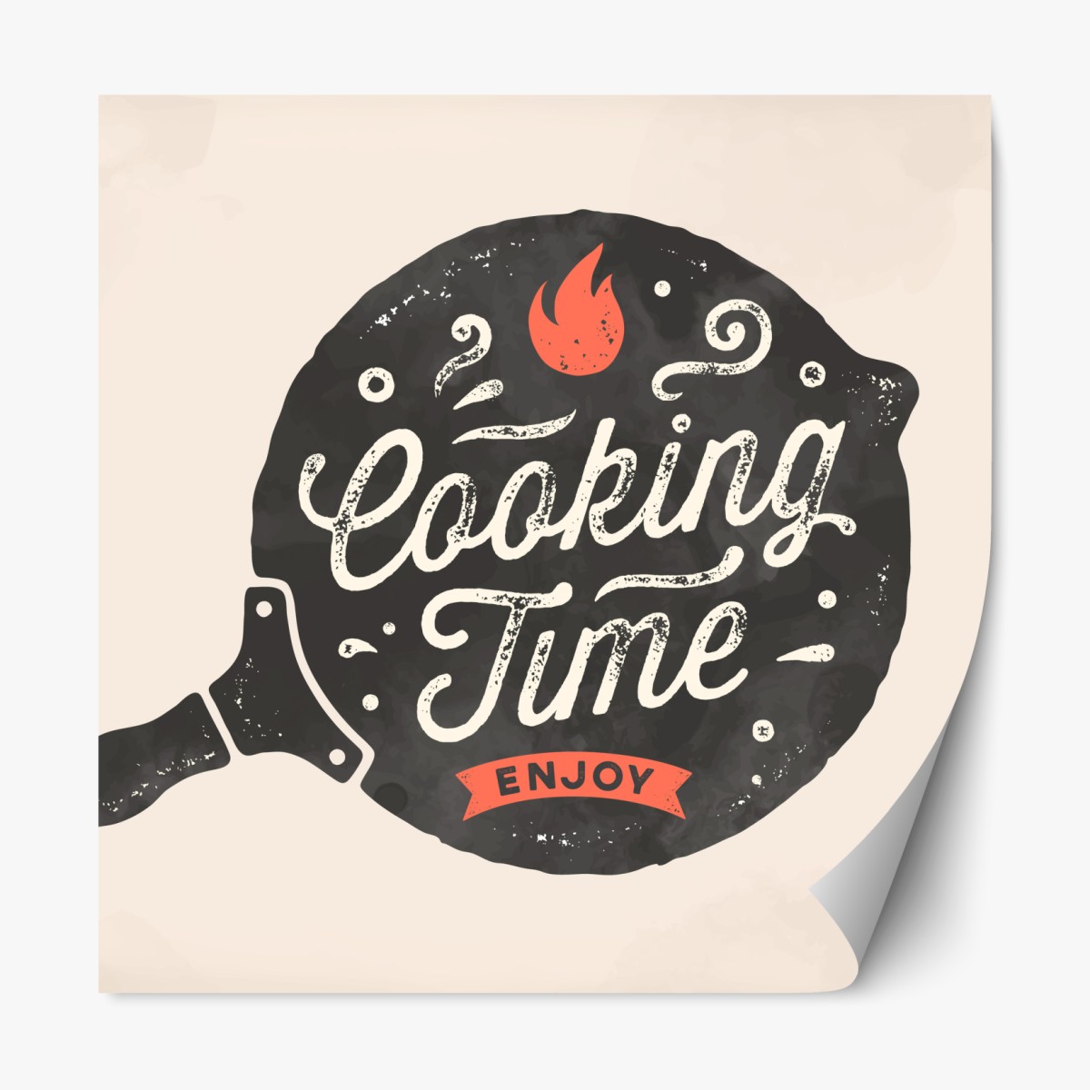 Repositionable sticker cooking time retro kitchen art