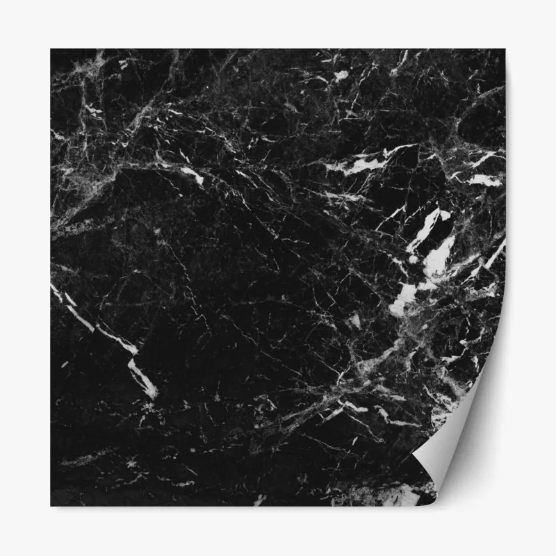Naklejka repozycjonowalna czarny marmur z białymi żyłkami