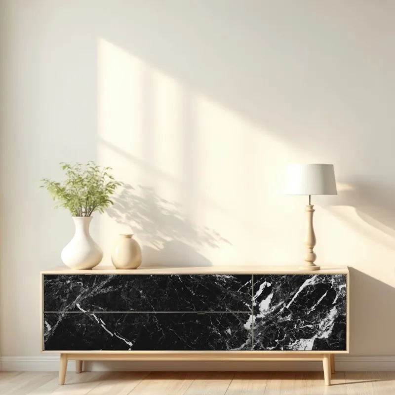 Naklejka repozycjonowalna czarny marmur z białymi żyłkami – Wallissimo® Naklejka repozycjonowalna czarny marmur z białymi żyłkami – Wallissimo®