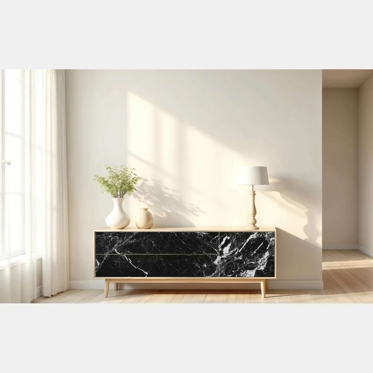 Naklejka repozycjonowalna czarny marmur z białymi żyłkami – Wallissimo® Naklejka repozycjonowalna czarny marmur z białymi żyłkami – Wallissimo®