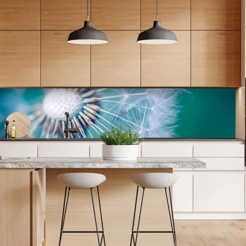 Naklejka repozycjonowalna turkusowy dmuchawiec z bliska – Wallissimo® Naklejka repozycjonowalna turkusowy dmuchawiec z bliska – Wallissimo®