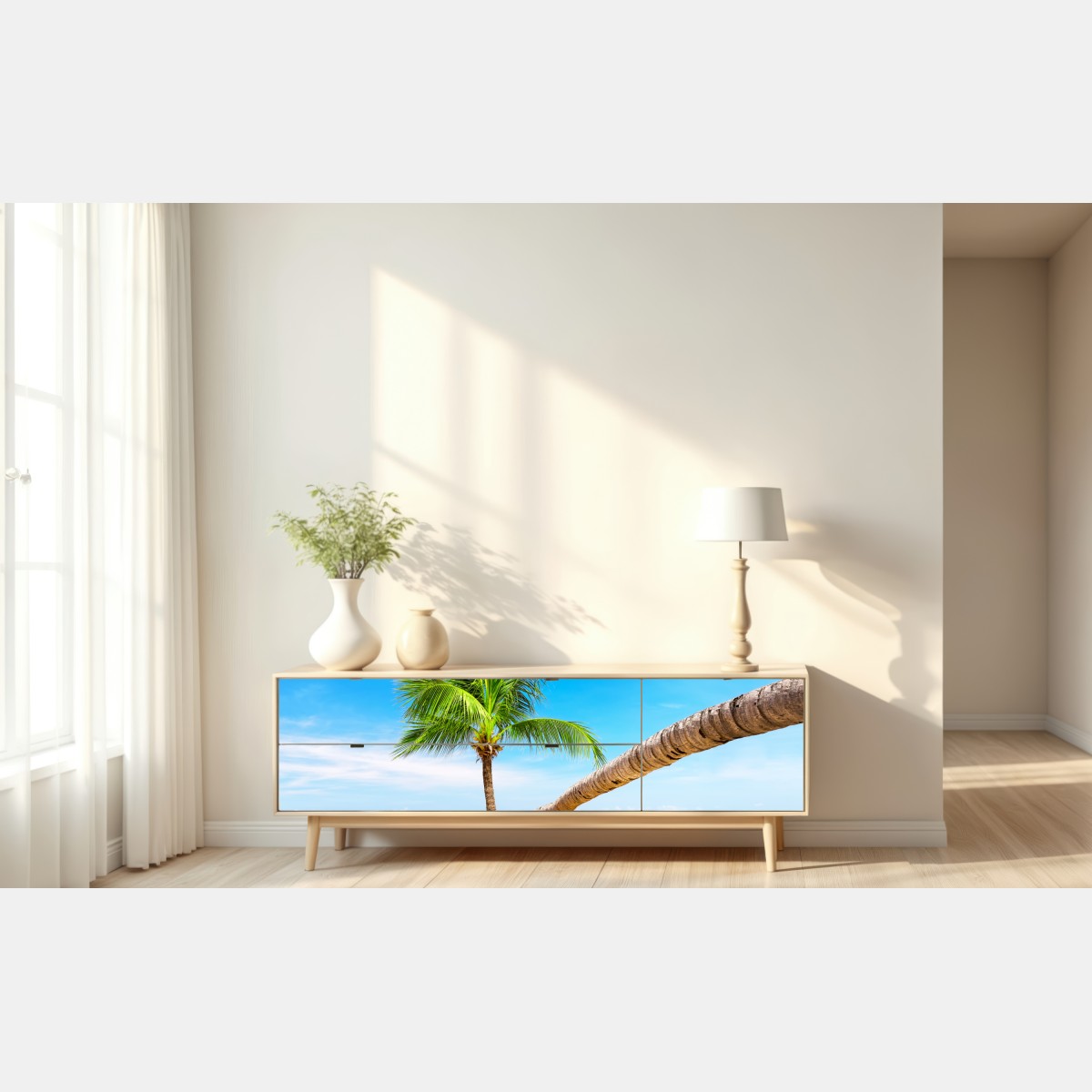 Naklejka repozycjonowalna tropikalna palma w Punta Cana – Wallissimo® Naklejka repozycjonowalna tropikalna palma w Punta Cana – Wallissimo®