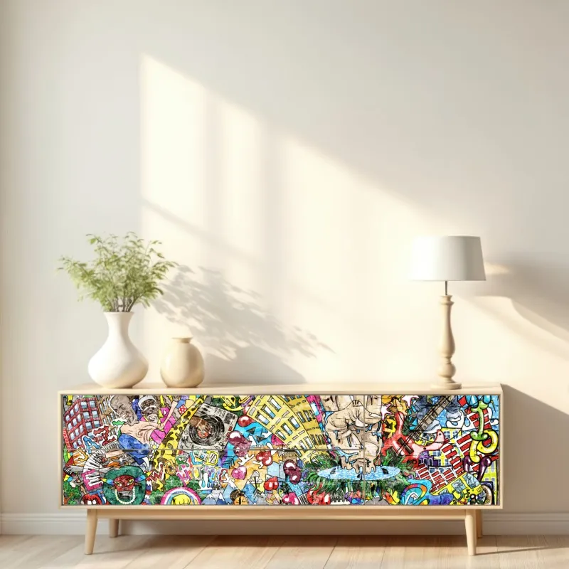 Naklejka repozycjonowalna Dallas panorama miasta o fioletowym zmierzchu – Wallissimo®