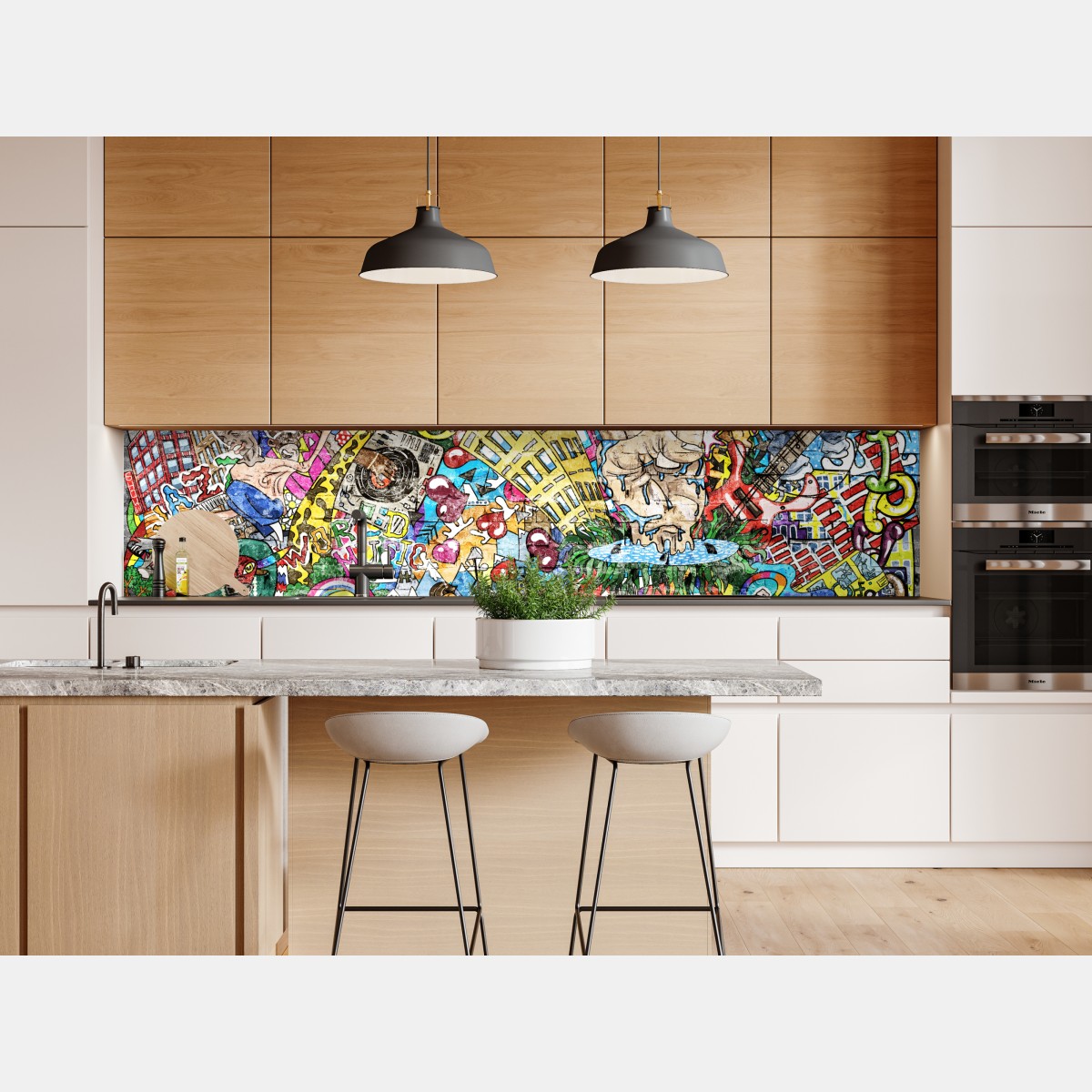 Naklejka repozycjonowalna kolorowy miejski mural muzyczny – Wallissimo® Naklejka repozycjonowalna kolorowy miejski mural muzyczny – Wallissimo®