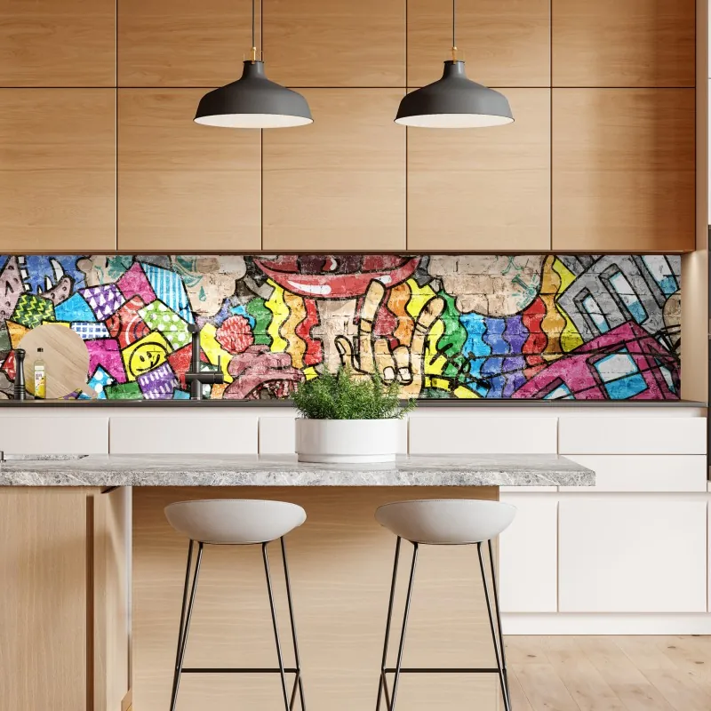 Naklejka repozycjonowalna tropikalne akwarelowe orchidee i liście palmowe – Wallissimo®