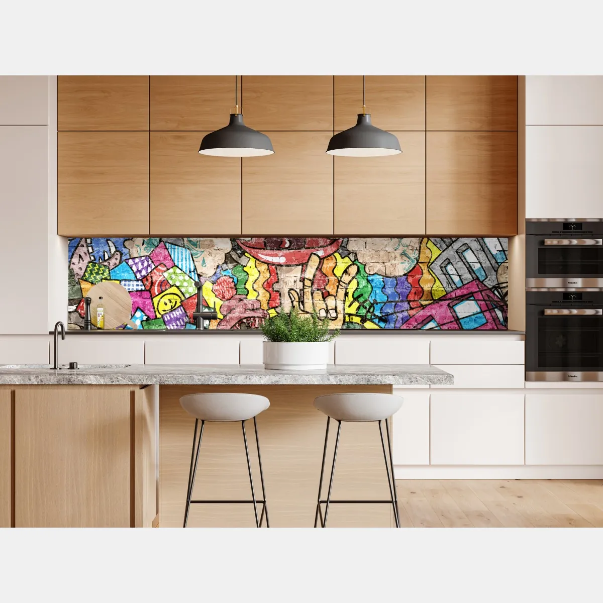 Naklejka repozycjonowalna kolorowy mural graffiti z zabawną postacią – Wallissimo® Naklejka repozycjonowalna kolorowy mural graffiti z zabawną postacią – Wallissimo®