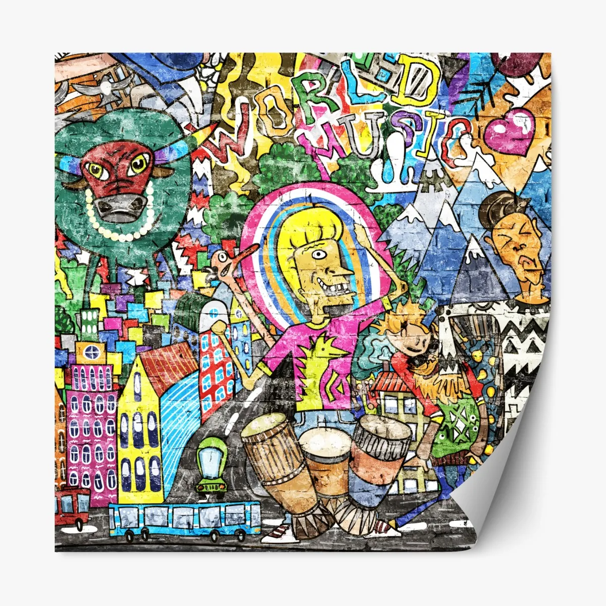 Naklejka repozycjonowalna kolorowy mural uliczny – Wallissimo® Naklejka repozycjonowalna kolorowy mural uliczny – Wallissimo®