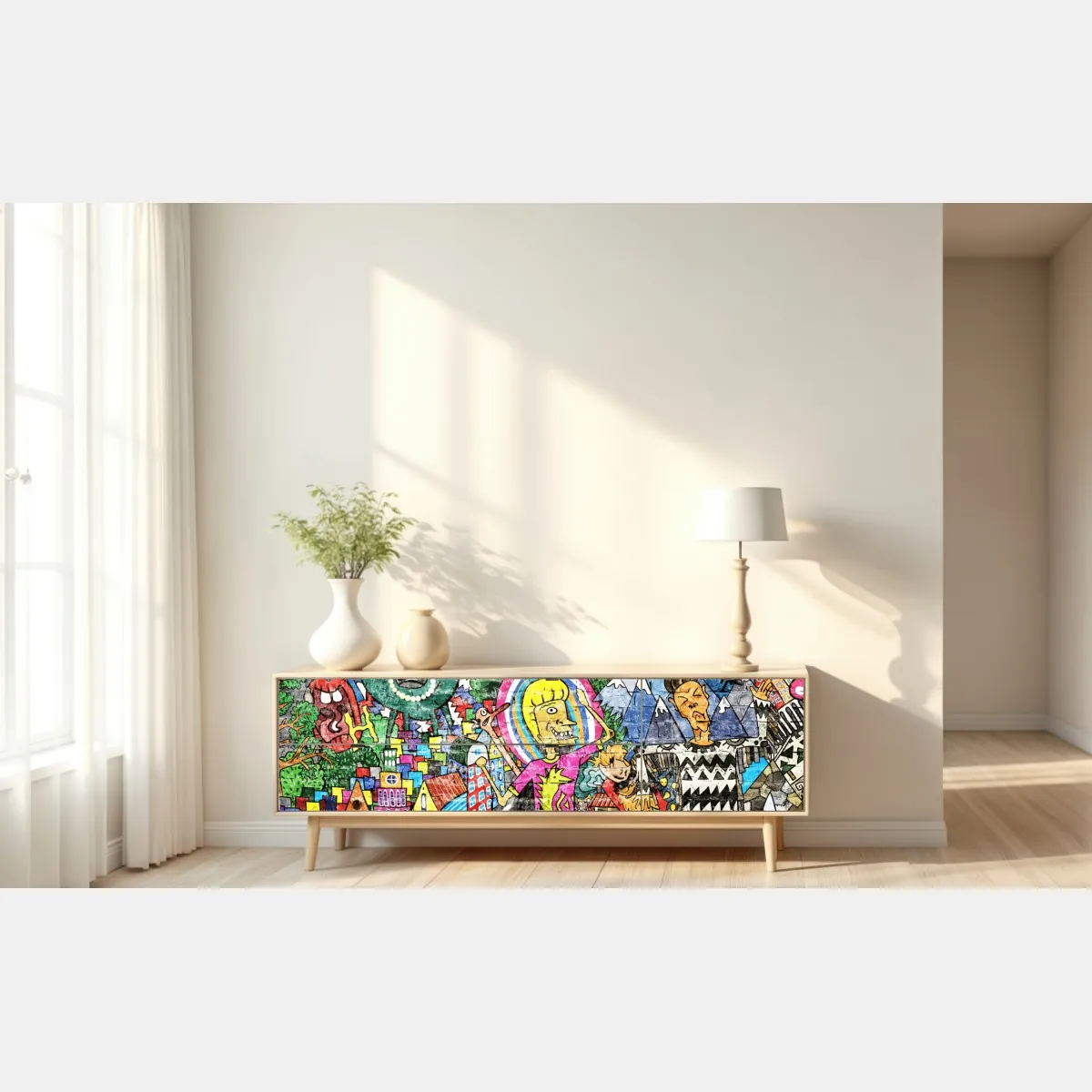 Naklejka repozycjonowalna kolorowy mural uliczny – Wallissimo® Naklejka repozycjonowalna kolorowy mural uliczny – Wallissimo®