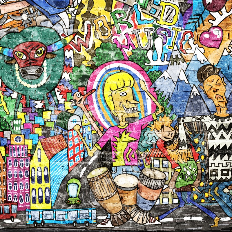 Naklejka repozycjonowalna kolorowy mural uliczny – Wallissimo® Naklejka repozycjonowalna kolorowy mural uliczny – Wallissimo®