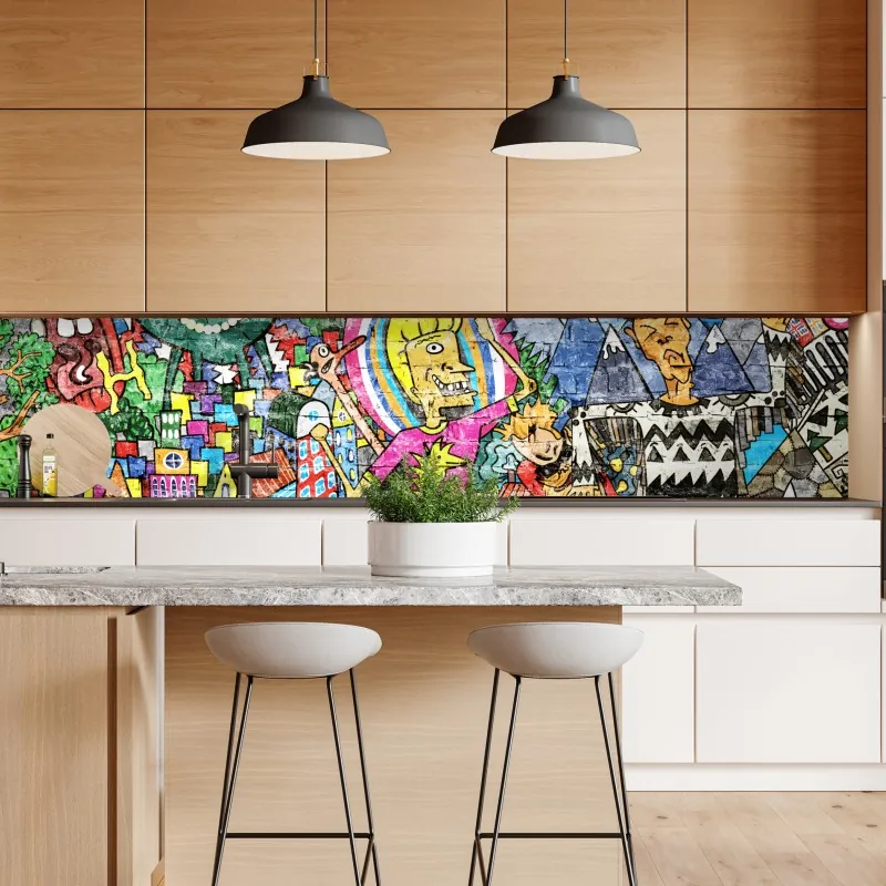 Naklejka repozycjonowalna kolorowy mural uliczny – Wallissimo® Naklejka repozycjonowalna kolorowy mural uliczny – Wallissimo®