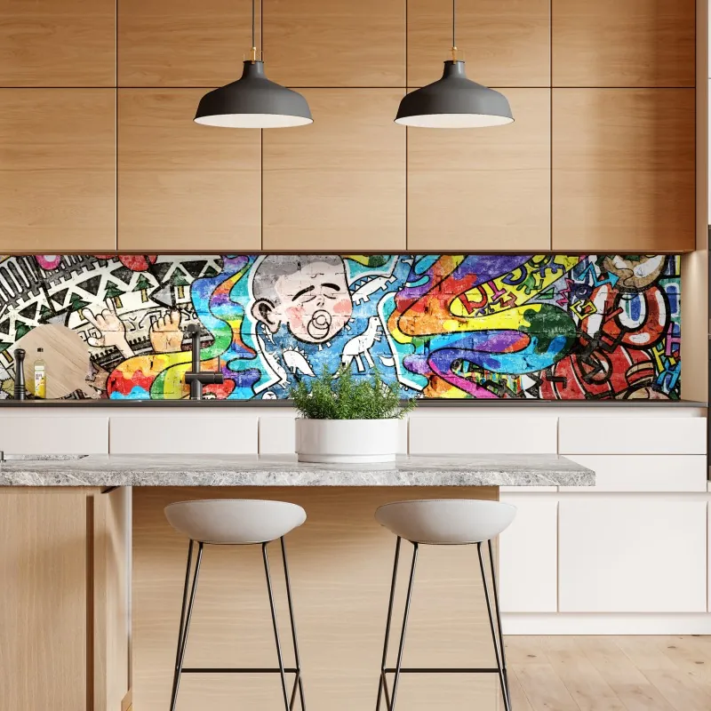 Naklejka repozycjonowalna zielono-złota płynna marmurkowa grafika – Wallissimo®