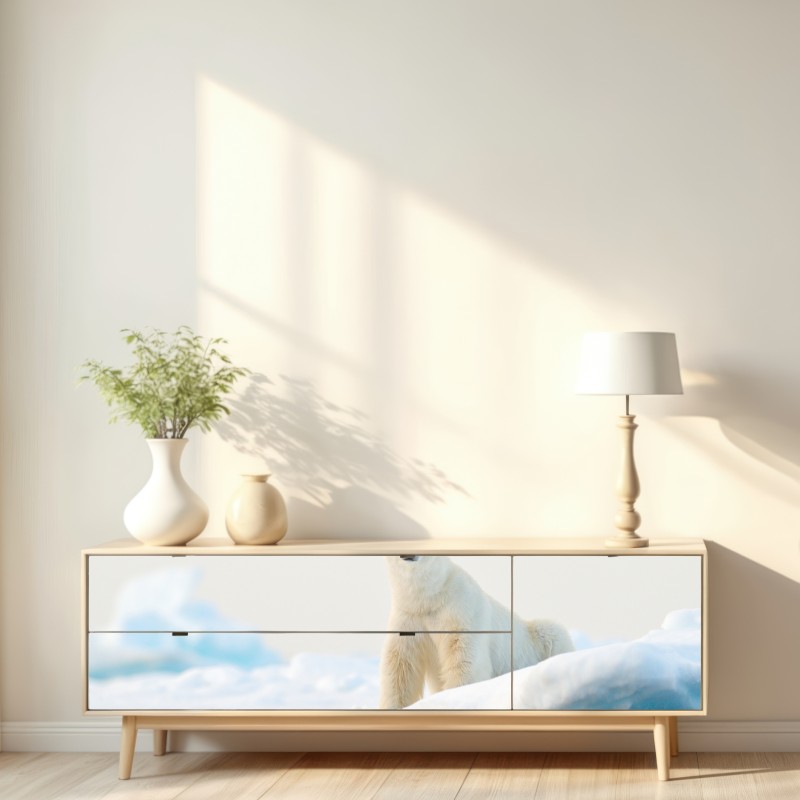 Naklejka repozycjonowalna niedźwiedź polarny na lodzie, Svalbard – Wallissimo® Naklejka repozycjonowalna niedźwiedź polarny na lodzie, Svalbard – Wallissimo®