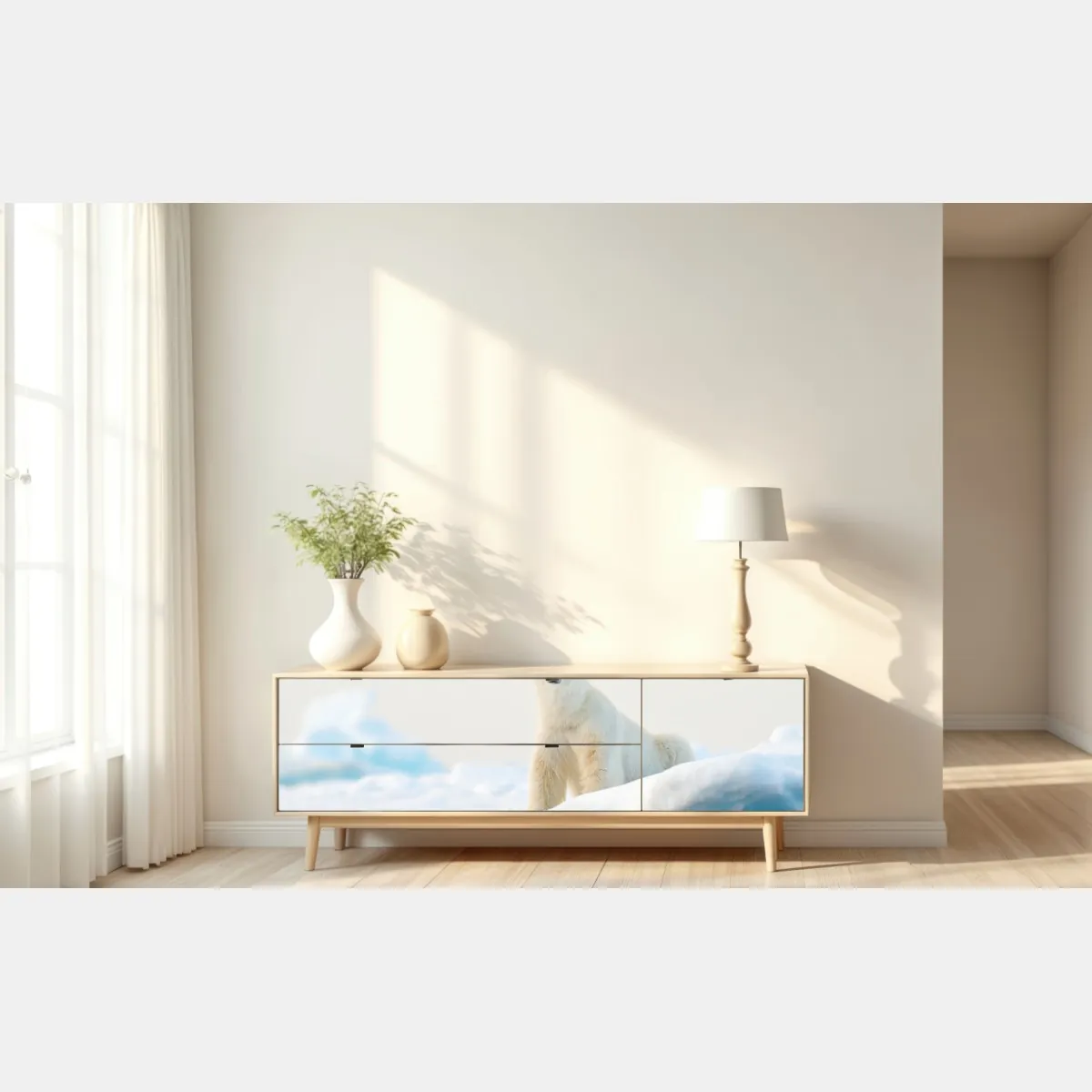 Naklejka repozycjonowalna niedźwiedź polarny na lodzie, Svalbard – Wallissimo® Naklejka repozycjonowalna niedźwiedź polarny na lodzie, Svalbard – Wallissimo®