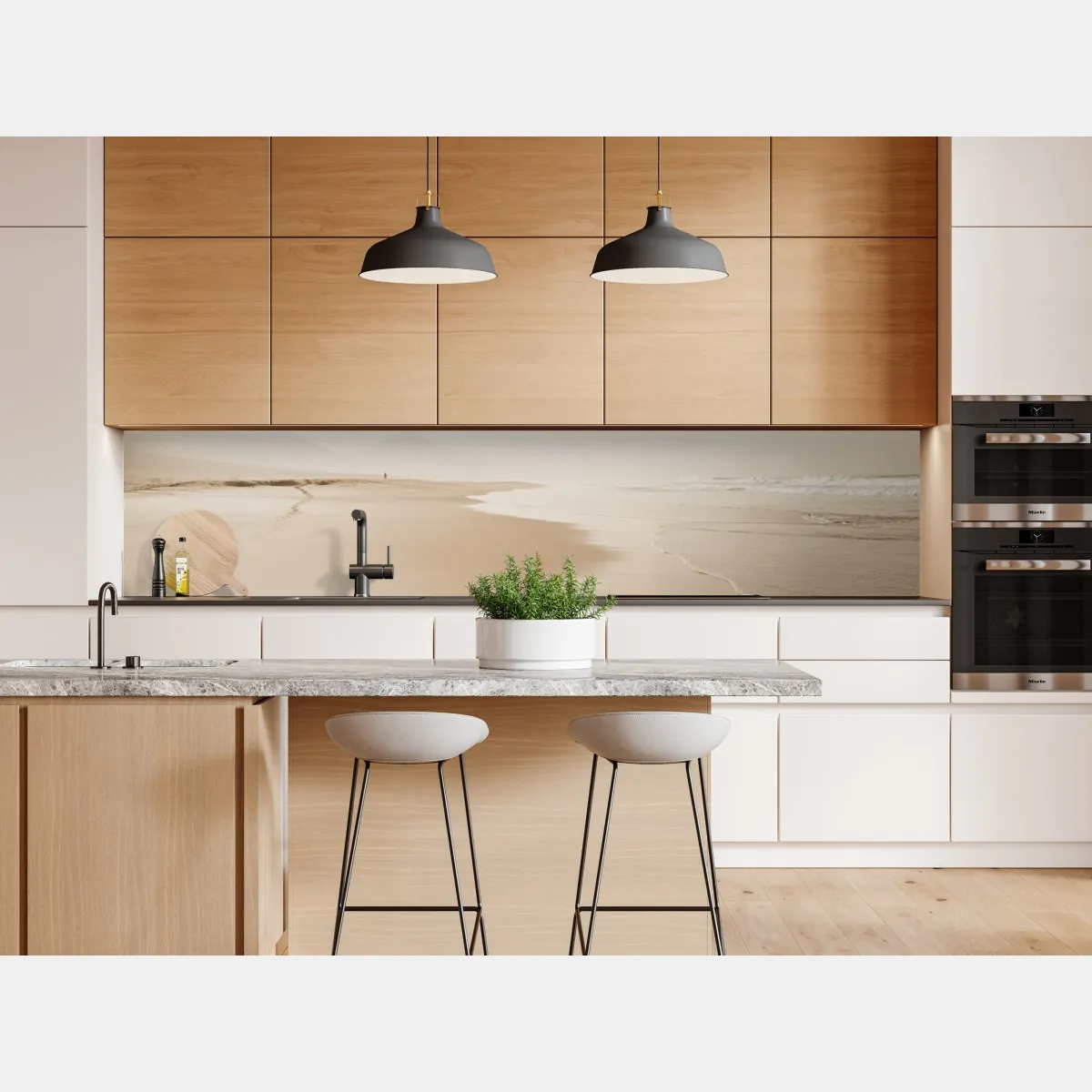 Naklejka repozycjonowalna spokojna sepiowa plaża – Wallissimo® Naklejka repozycjonowalna spokojna sepiowa plaża – Wallissimo®