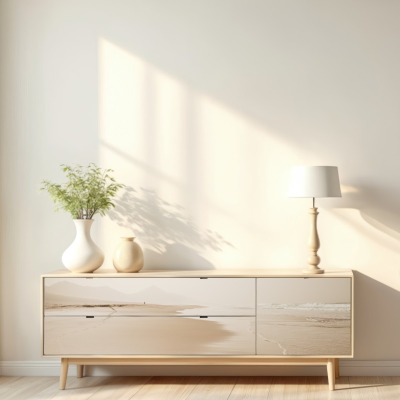 Naklejka repozycjonowalna spokojna sepiowa plaża – Wallissimo® Naklejka repozycjonowalna spokojna sepiowa plaża – Wallissimo®