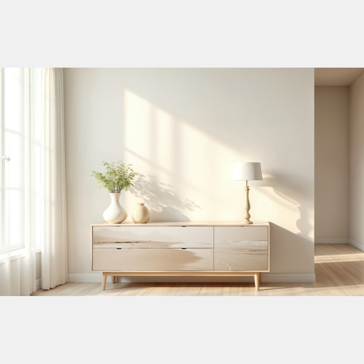 Naklejka repozycjonowalna spokojna sepiowa plaża – Wallissimo® Naklejka repozycjonowalna spokojna sepiowa plaża – Wallissimo®