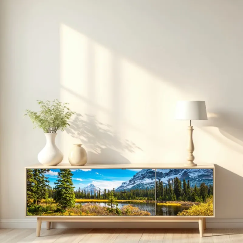 Naklejka repozycjonowalna mglisty poranek nad Lacu Rosu – Wallissimo®