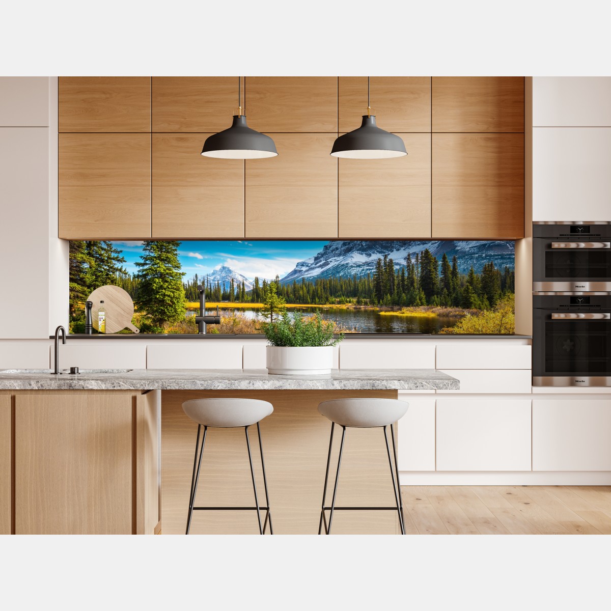 Naklejka repozycjonowalna Góry Skaliste nad jeziorem z odbiciem – Wallissimo® Naklejka repozycjonowalna Góry Skaliste nad jeziorem z odbiciem – Wallissimo®