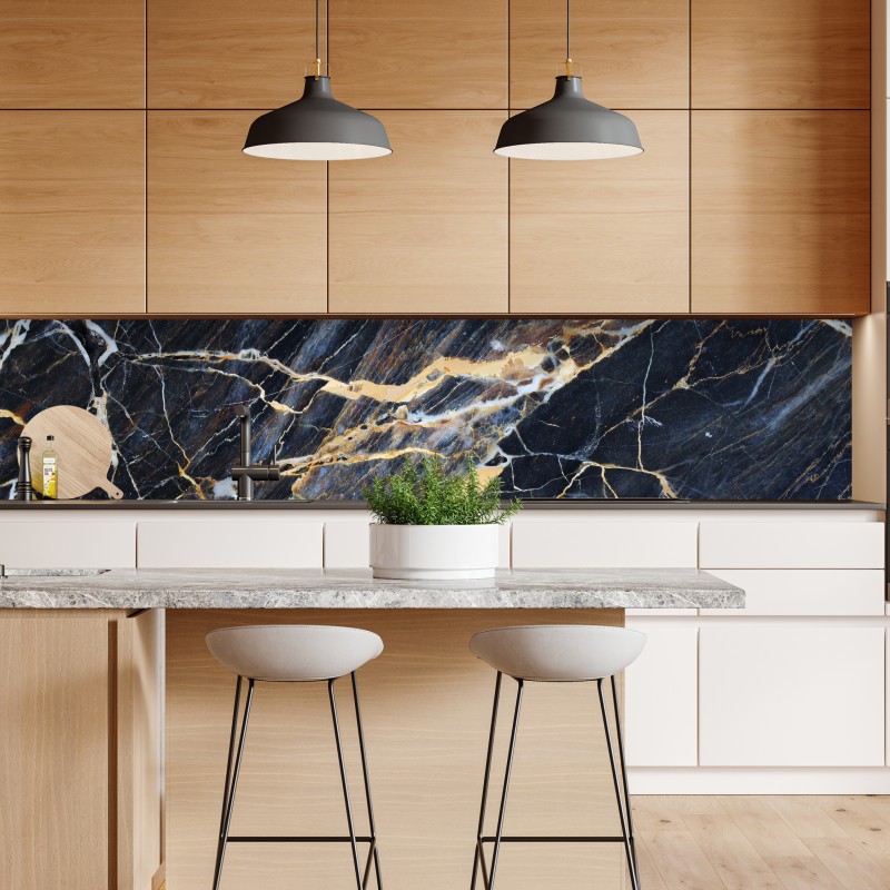 Naklejka repozycjonowalna ciemny marmur ze złotymi i kremowymi żyłami – Wallissimo® Naklejka repozycjonowalna ciemny marmur ze złotymi i kremowymi żyłami – Wallissimo®