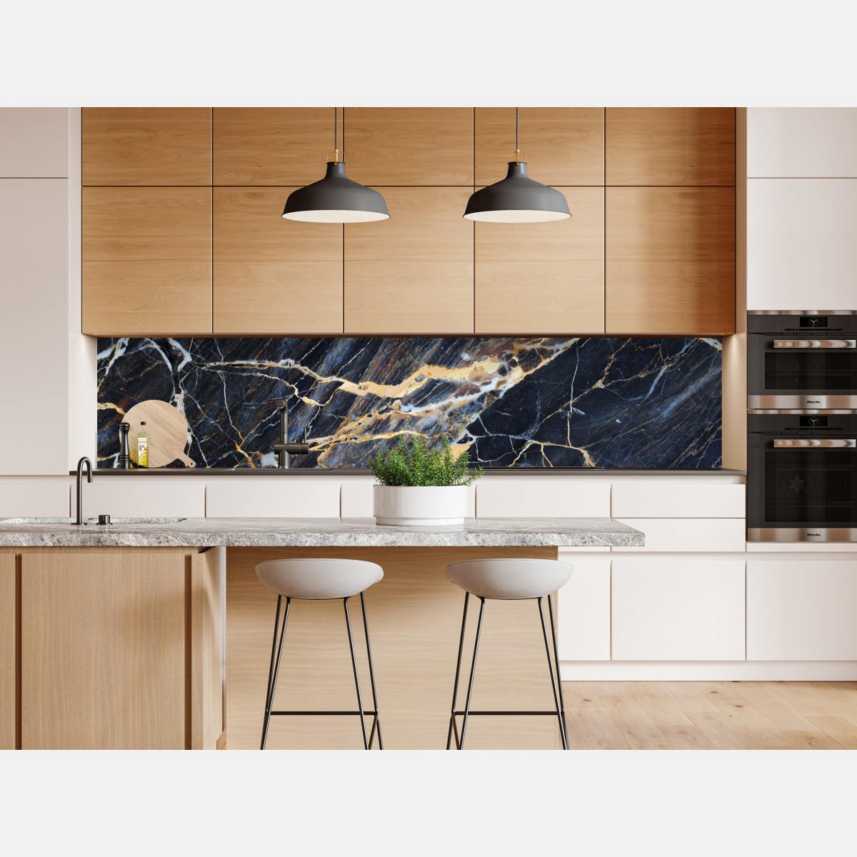 Naklejka repozycjonowalna ciemny marmur ze złotymi i kremowymi żyłami – Wallissimo® Naklejka repozycjonowalna ciemny marmur ze złotymi i kremowymi żyłami – Wallissimo®