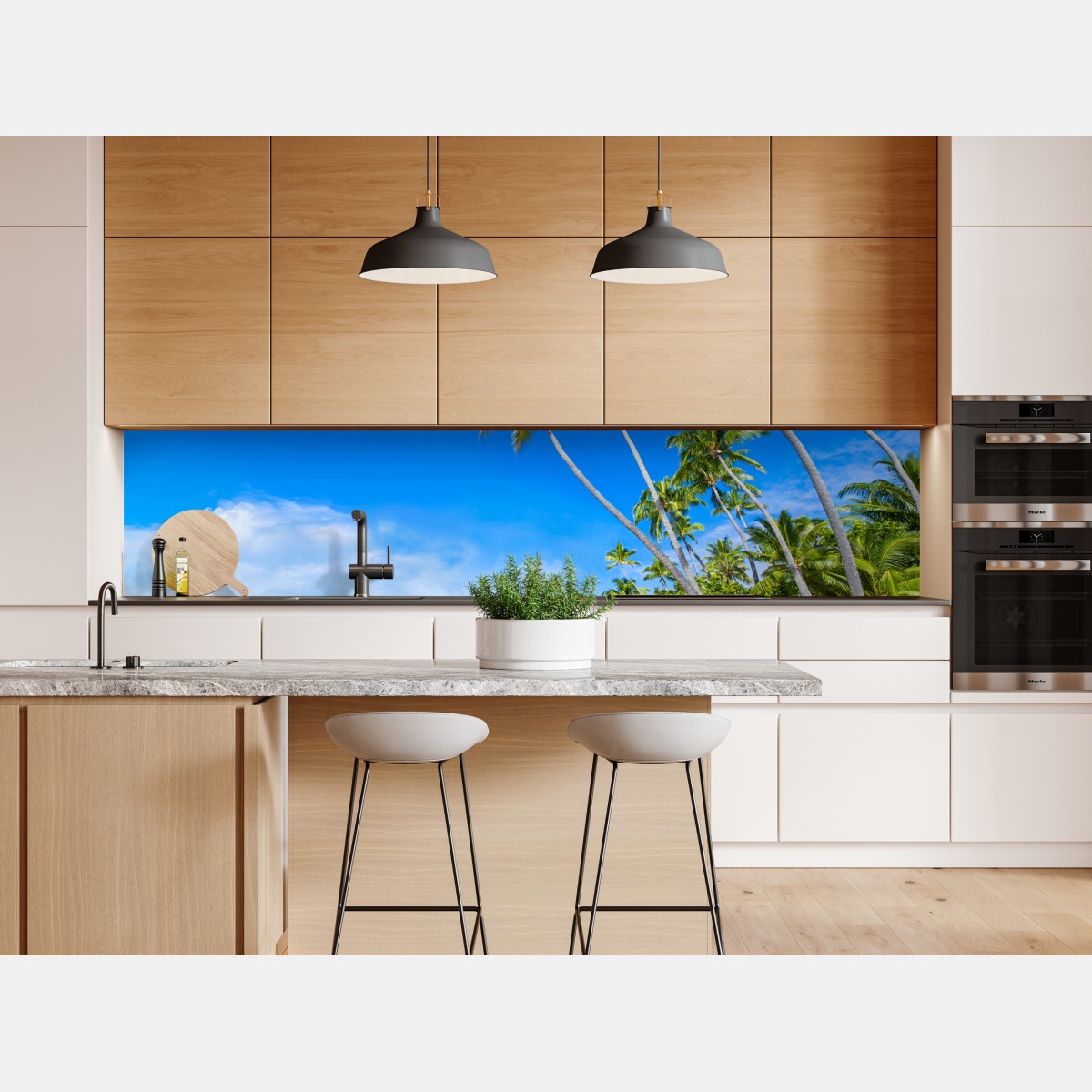 Naklejka repozycjonowalna tropikalna plaża z palmami – Wallissimo® Naklejka repozycjonowalna tropikalna plaża z palmami – Wallissimo®