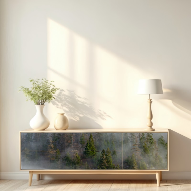 Naklejka repozycjonowalna mglisty górski las – Wallissimo® Naklejka repozycjonowalna mglisty górski las – Wallissimo®