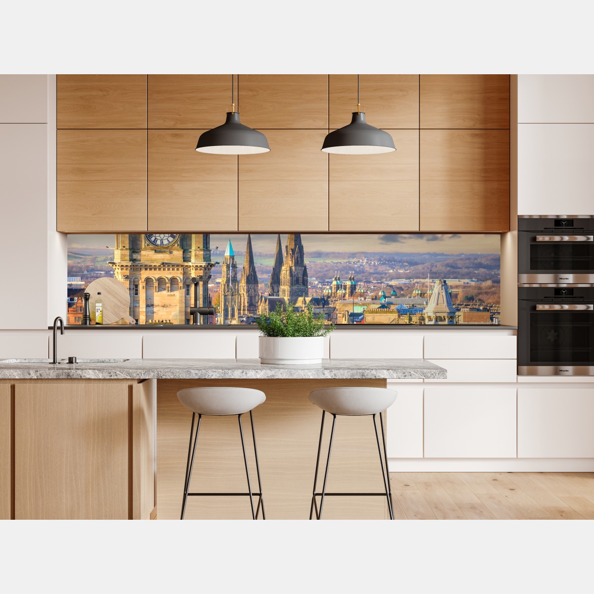 Naklejka repozycjonowalna Edynburg panorama z zamkiem i wieżą zegarową – Wallissimo® Naklejka repozycjonowalna Edynburg panorama z zamkiem i wieżą zegarową – Wallissimo®