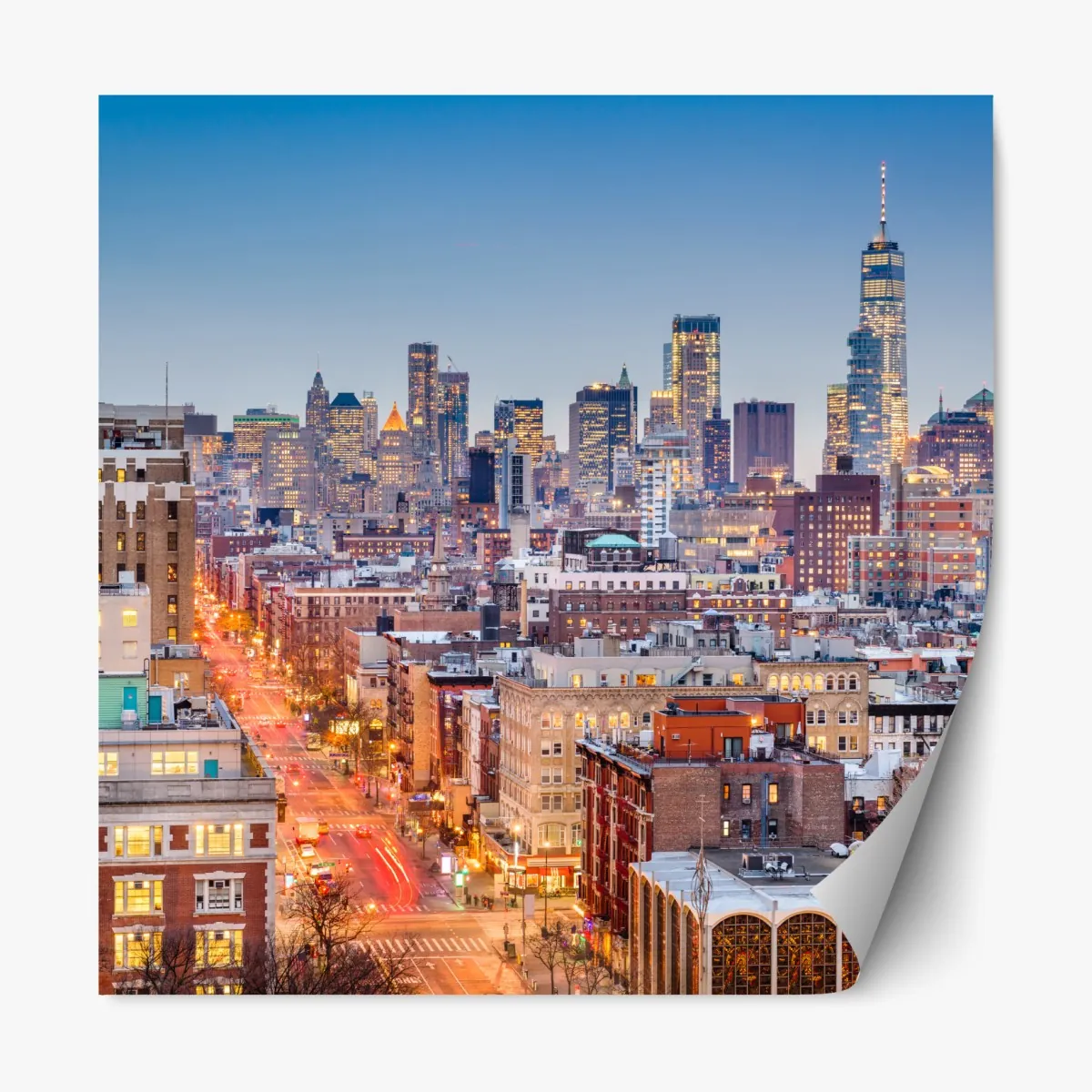 Naklejka repozycjonowalna Nowy Jork panorama miasta o zmierzchu – Wallissimo® Naklejka repozycjonowalna Nowy Jork panorama miasta o zmierzchu – Wallissimo®