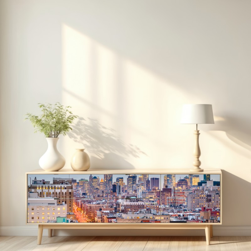 Naklejka repozycjonowalna Nowy Jork panorama miasta o zmierzchu – Wallissimo® Naklejka repozycjonowalna Nowy Jork panorama miasta o zmierzchu – Wallissimo®