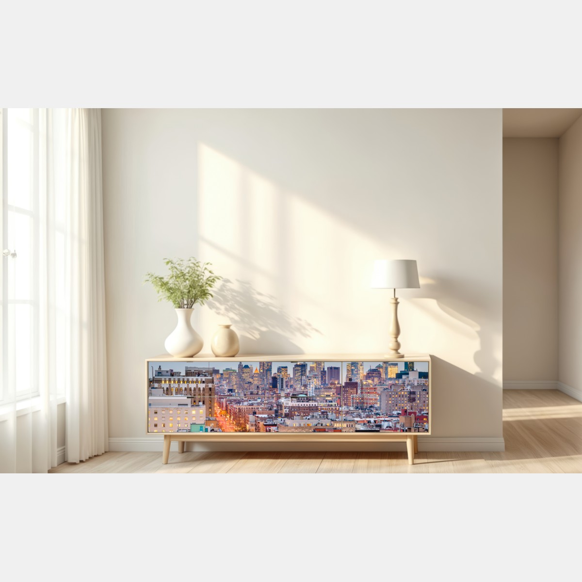 Naklejka repozycjonowalna Nowy Jork panorama miasta o zmierzchu – Wallissimo® Naklejka repozycjonowalna Nowy Jork panorama miasta o zmierzchu – Wallissimo®